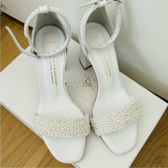 Steve Madden Shoes - NEW Handmade Beaded White Heels Size 7
